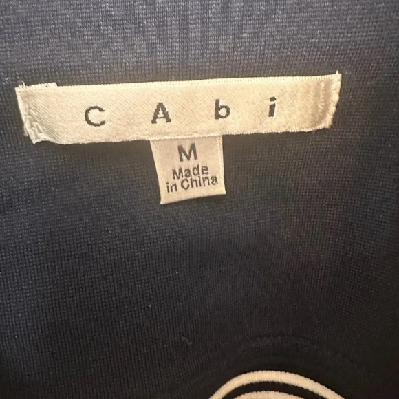 CAbi Jacket Navy Blue/White Striped Collared Double Breasted Pockets - Picture 5 of 8